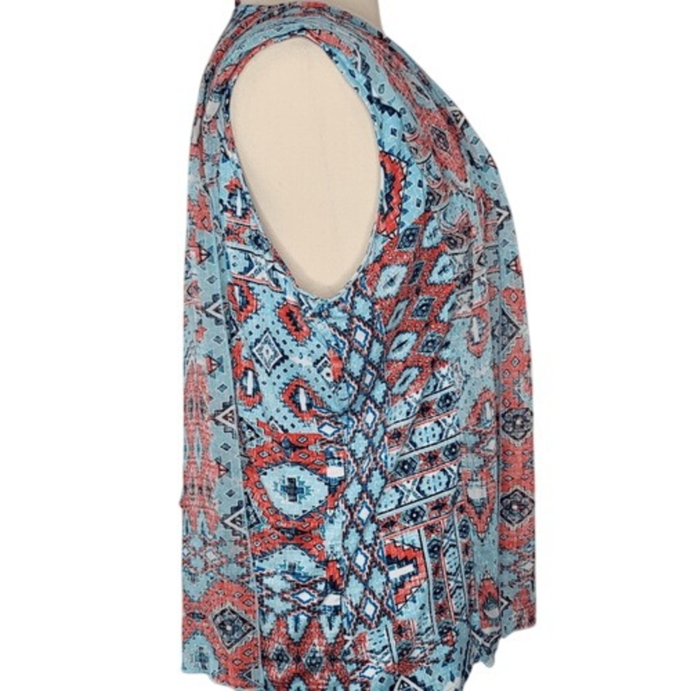 Ruby Rd Red & Blue Embellished V-Neck‎ Top - Picture 8 of 11